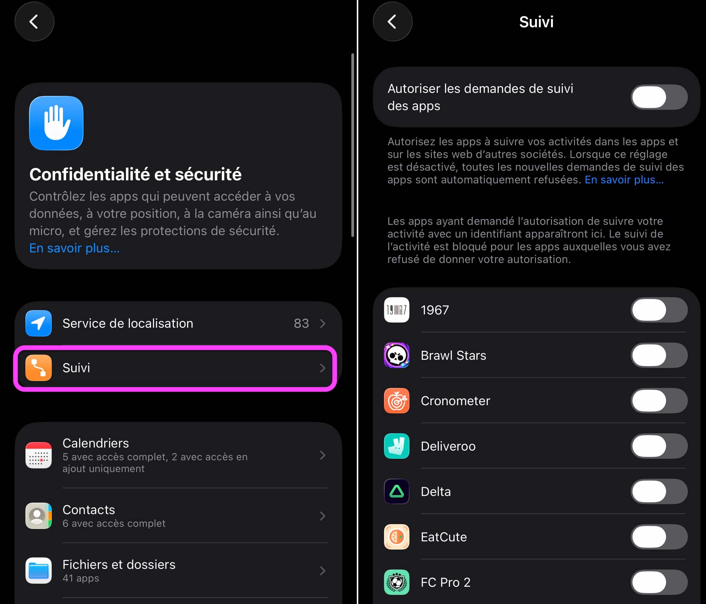 Suivi inter applications