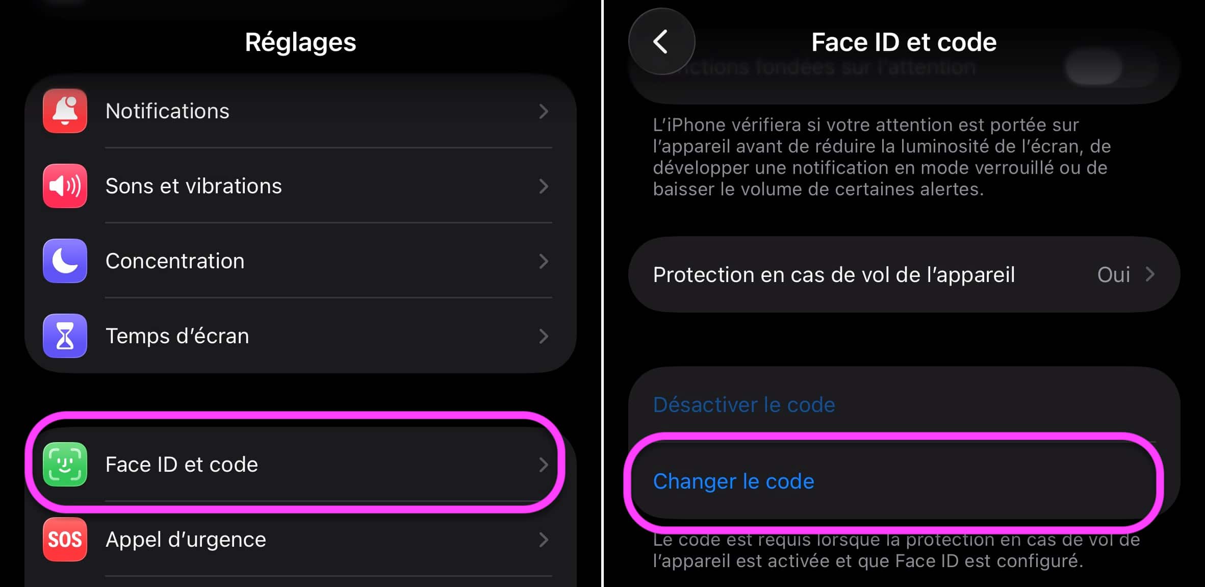 Changer code iPhone