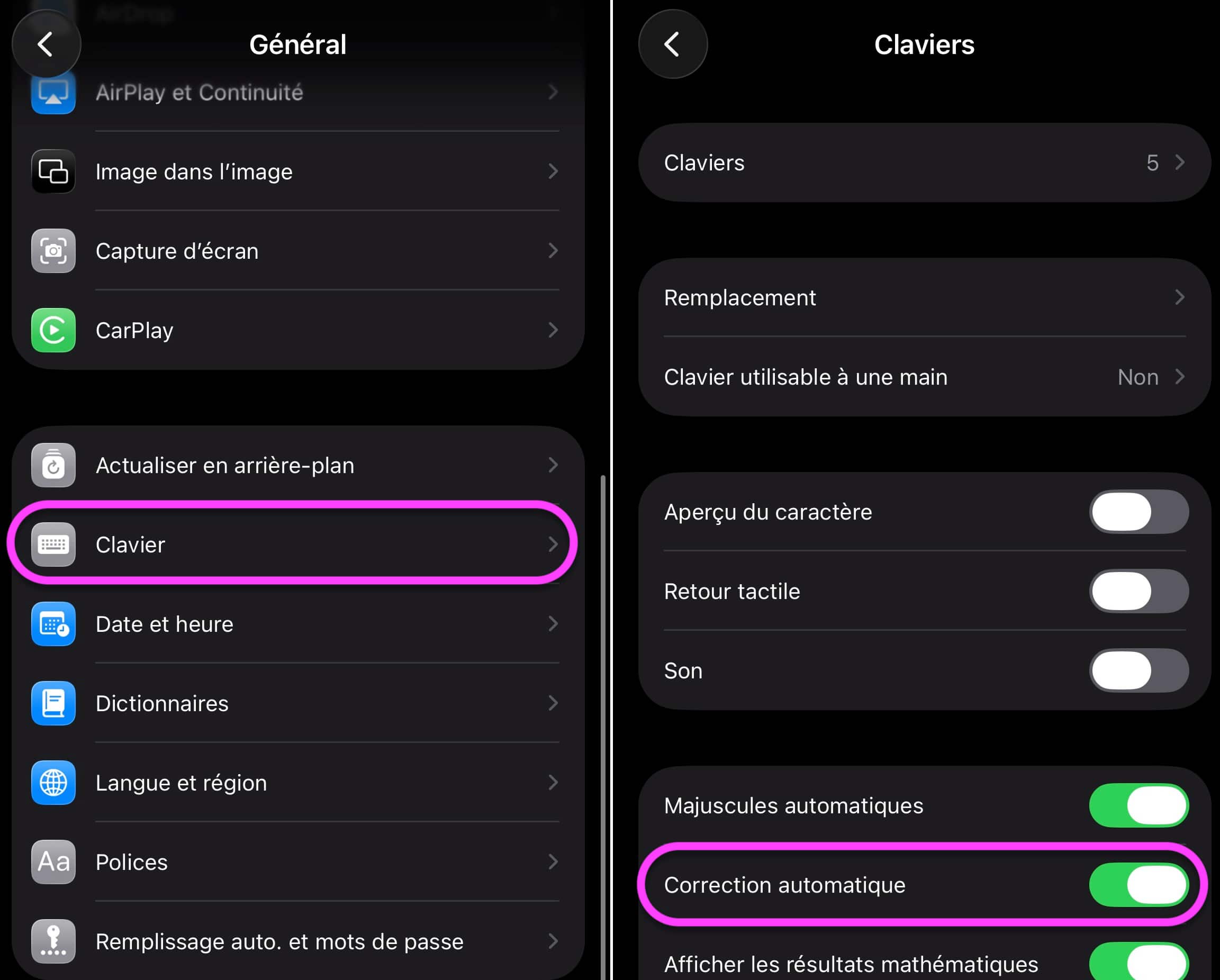 Clavier correction automatique