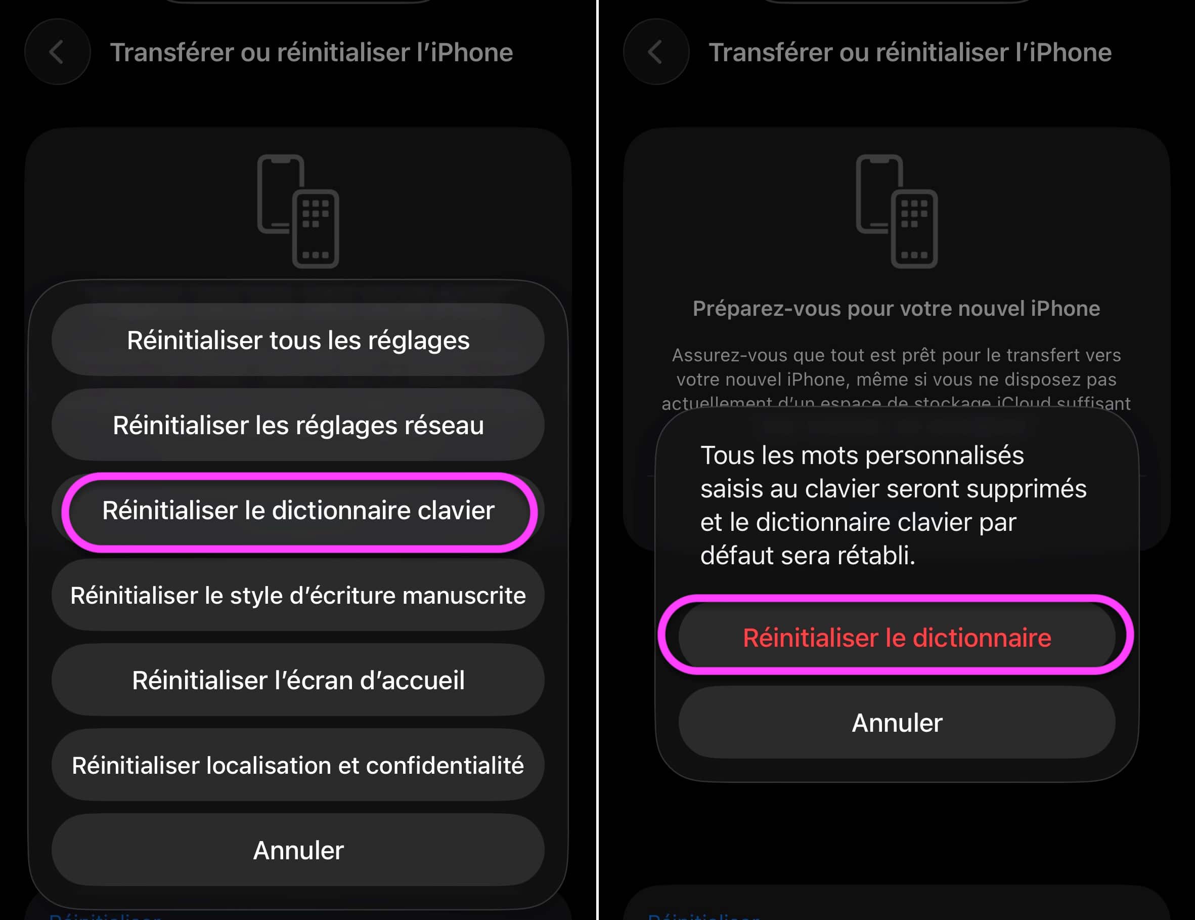 Clavier réinitialiser