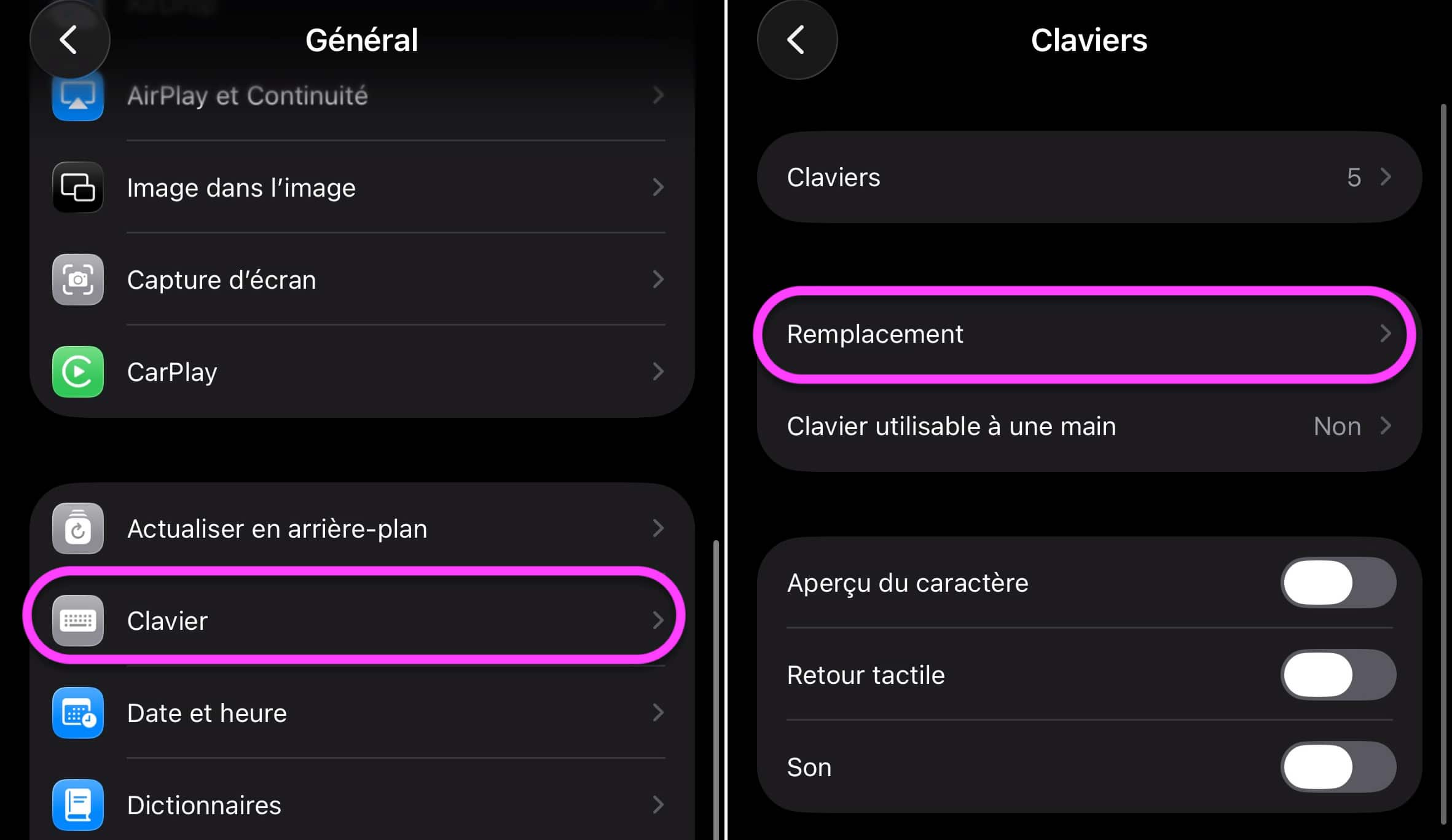Clavier remplacement