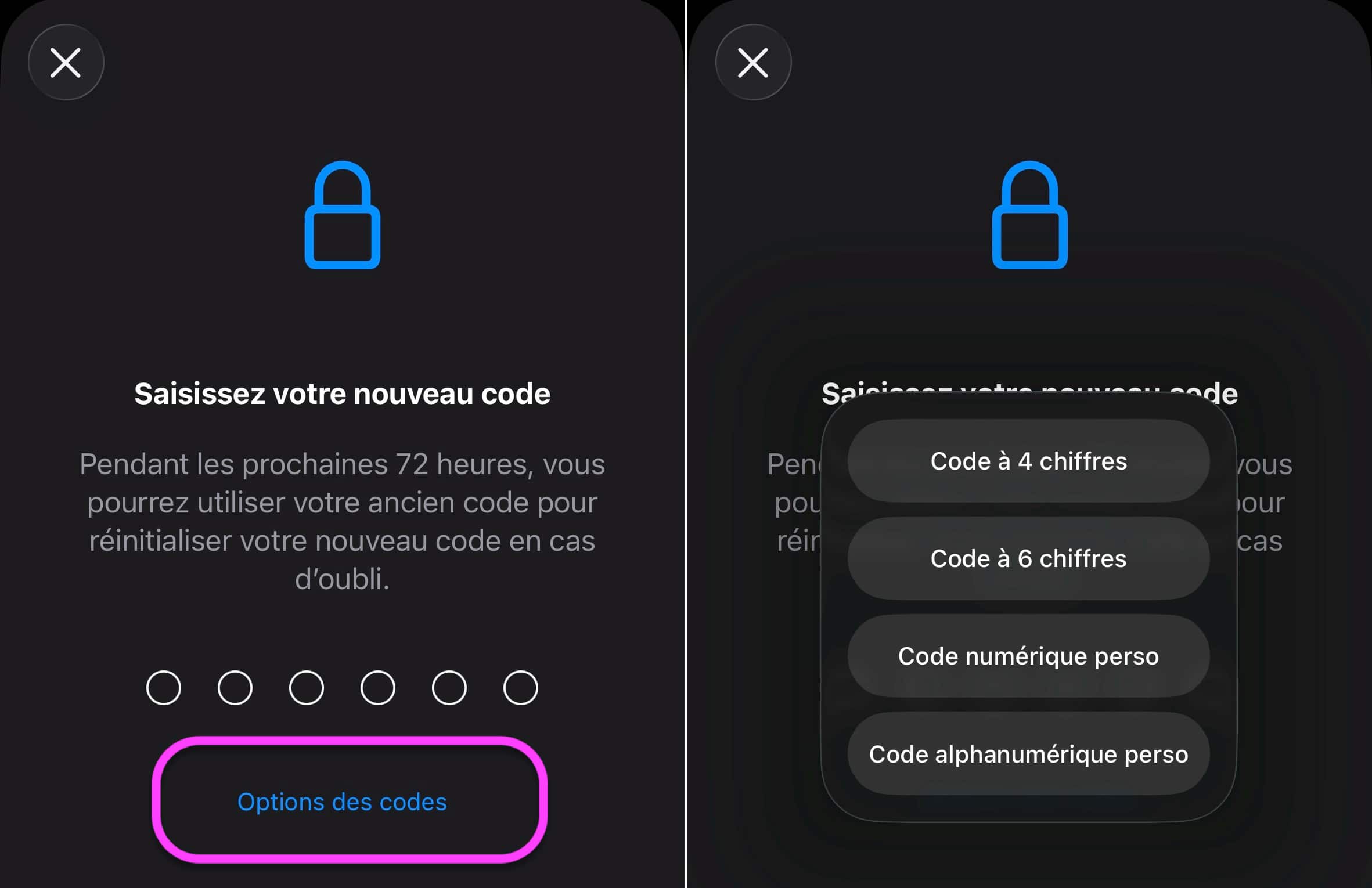 Options code iPhone