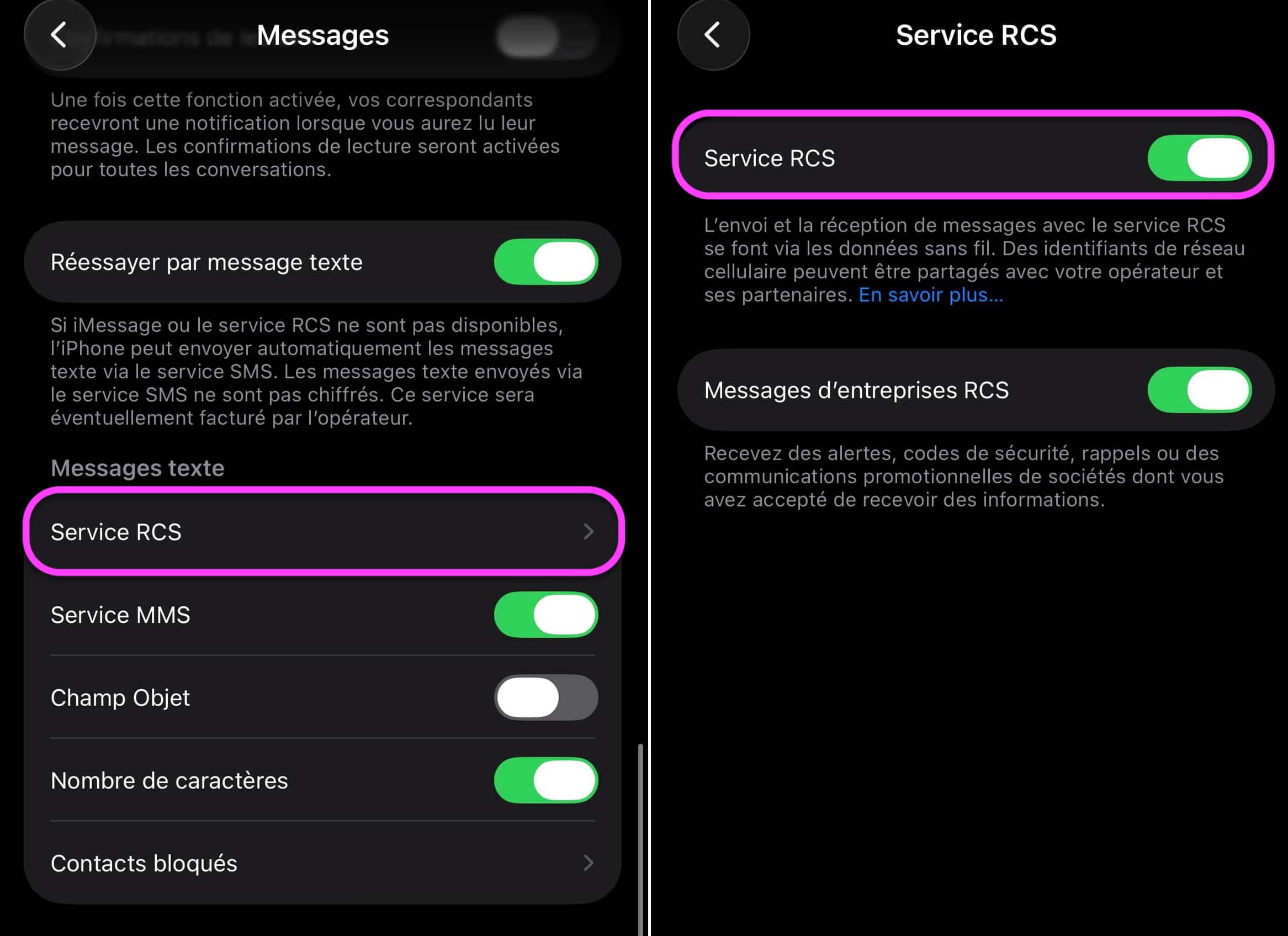 RCS activation iPhone