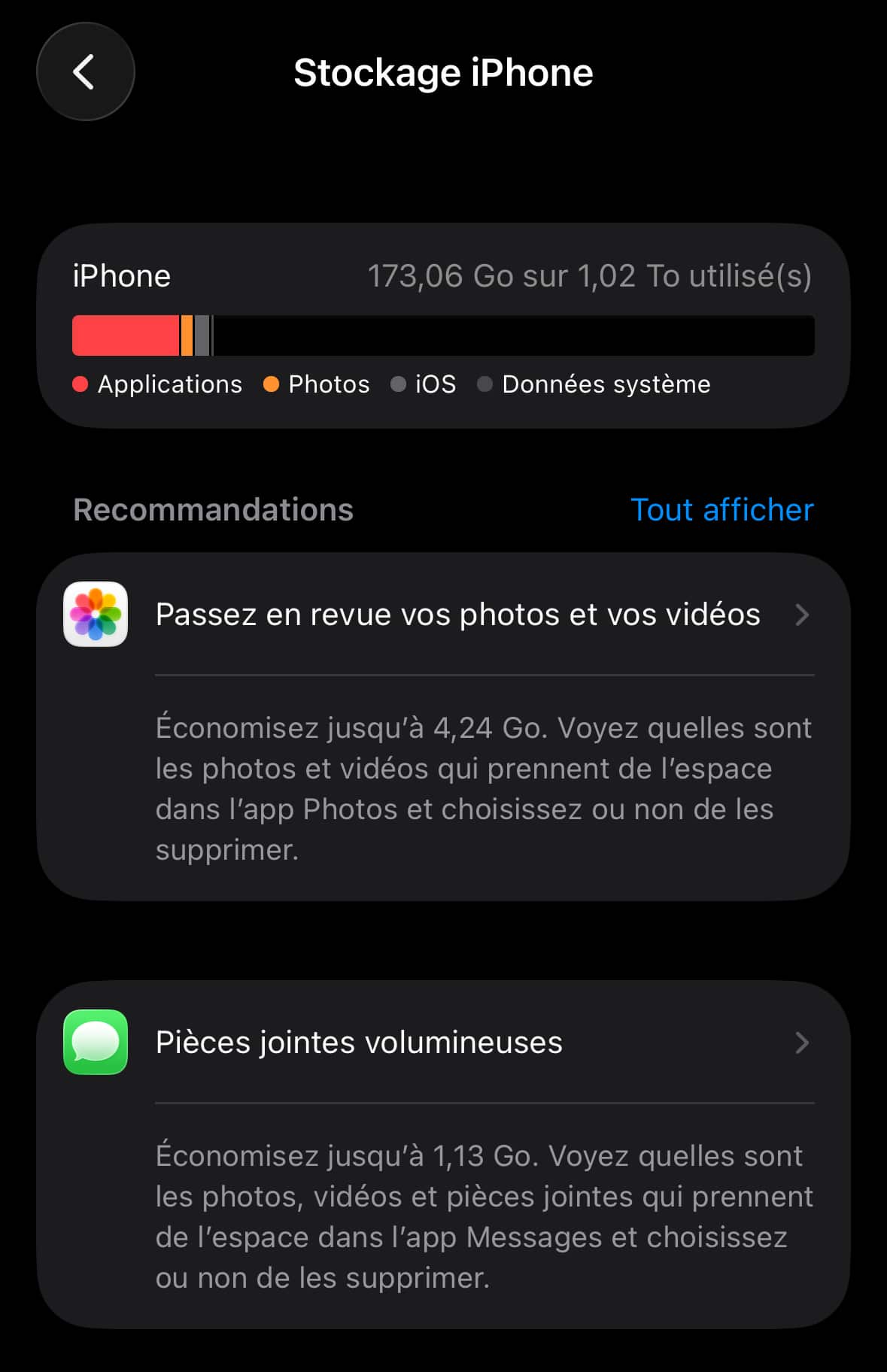 Stockage iPhone