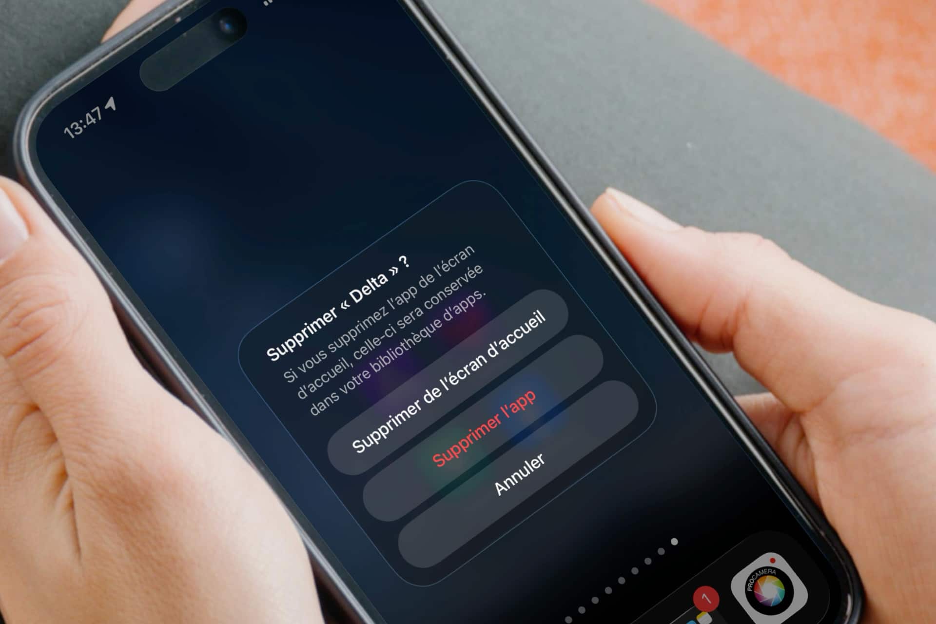 Supprimer app iOS 26