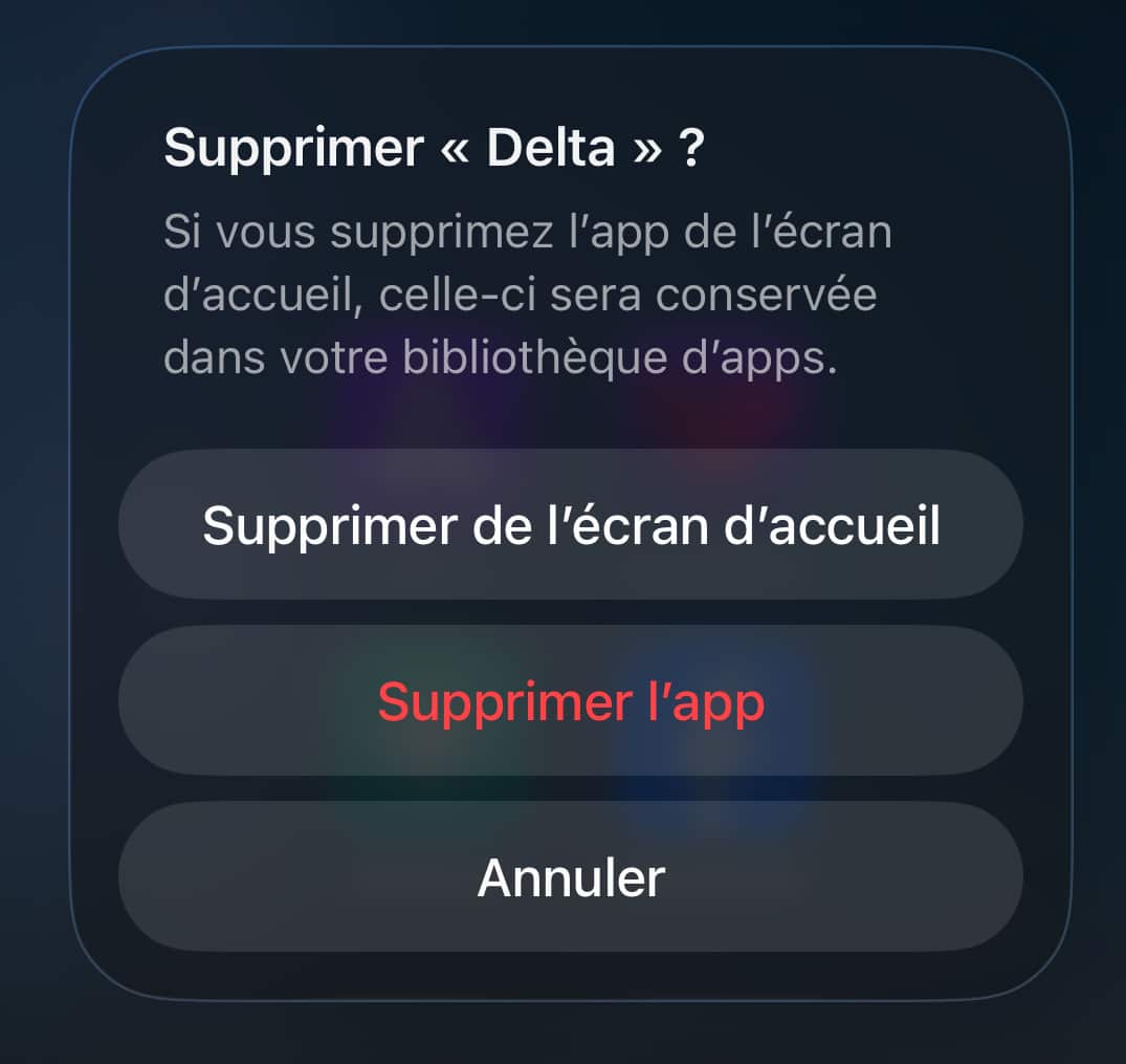 Supprimer app iOS