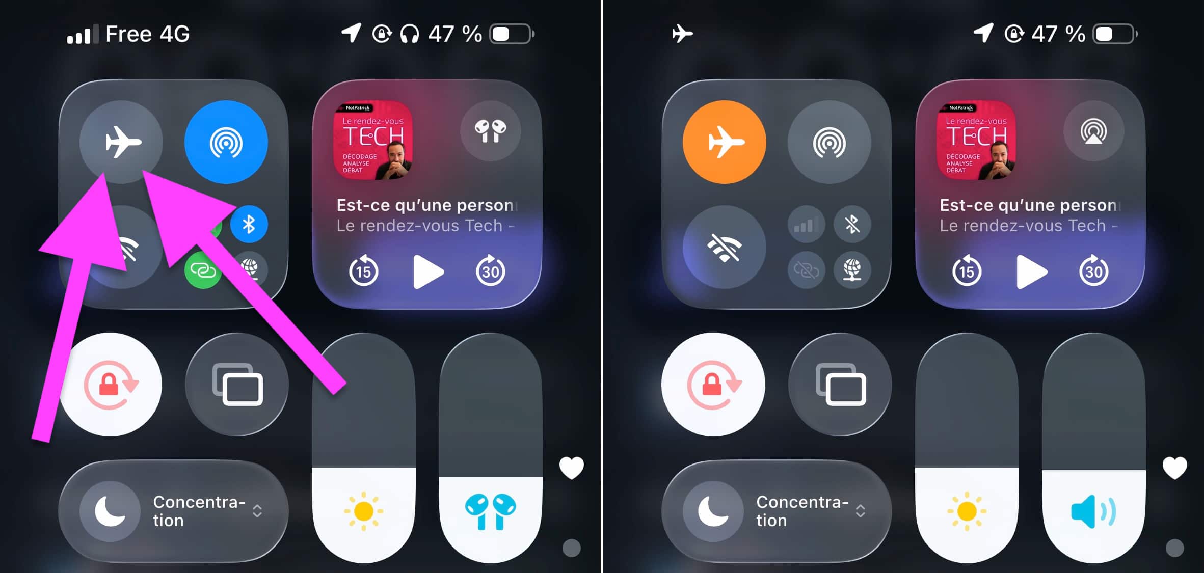 Mode avion iOS