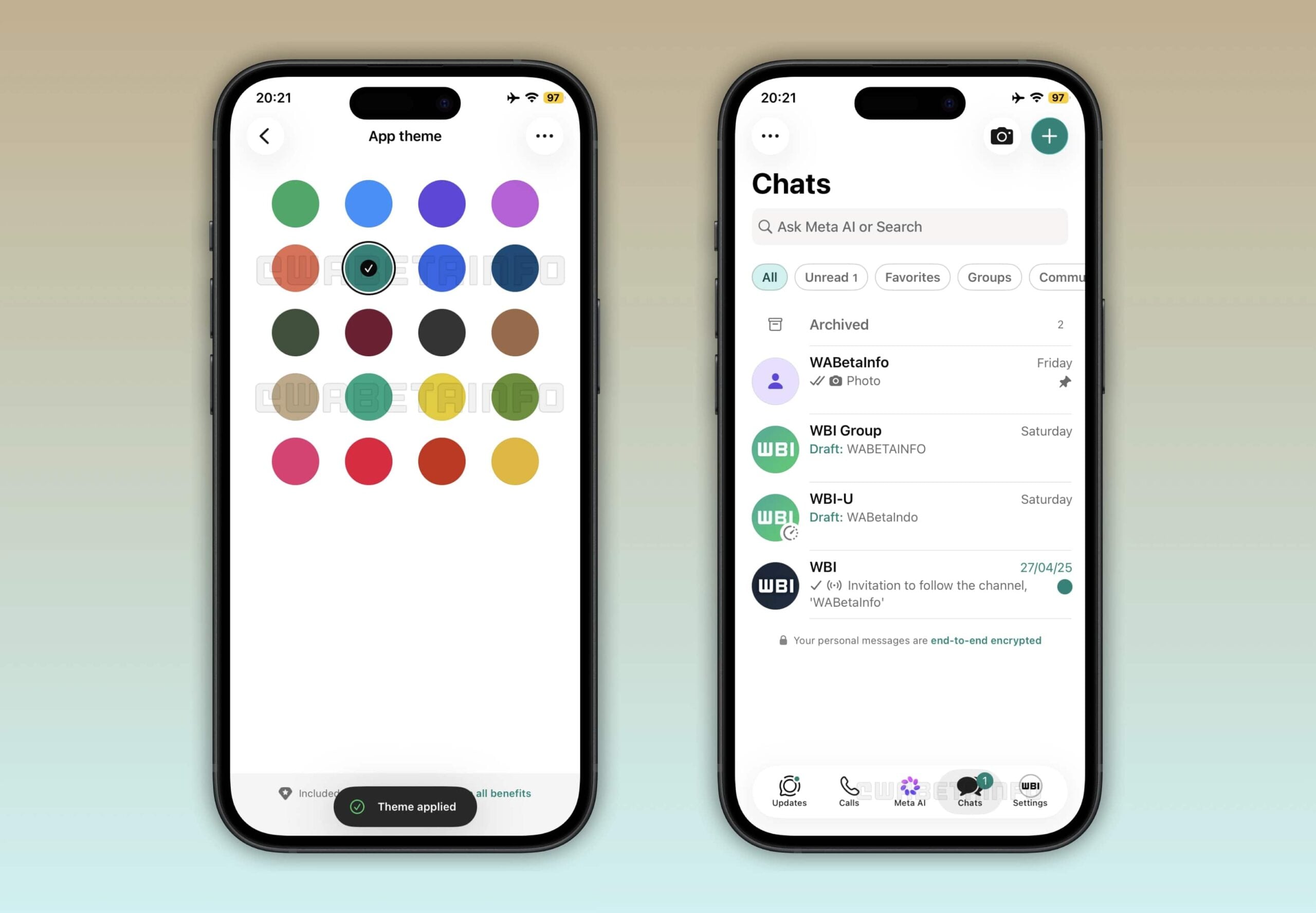 iPhone WhatsApp couleurs