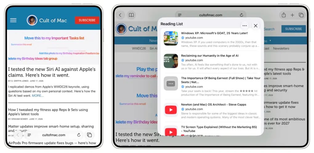 Safari recopie iPhone Mac