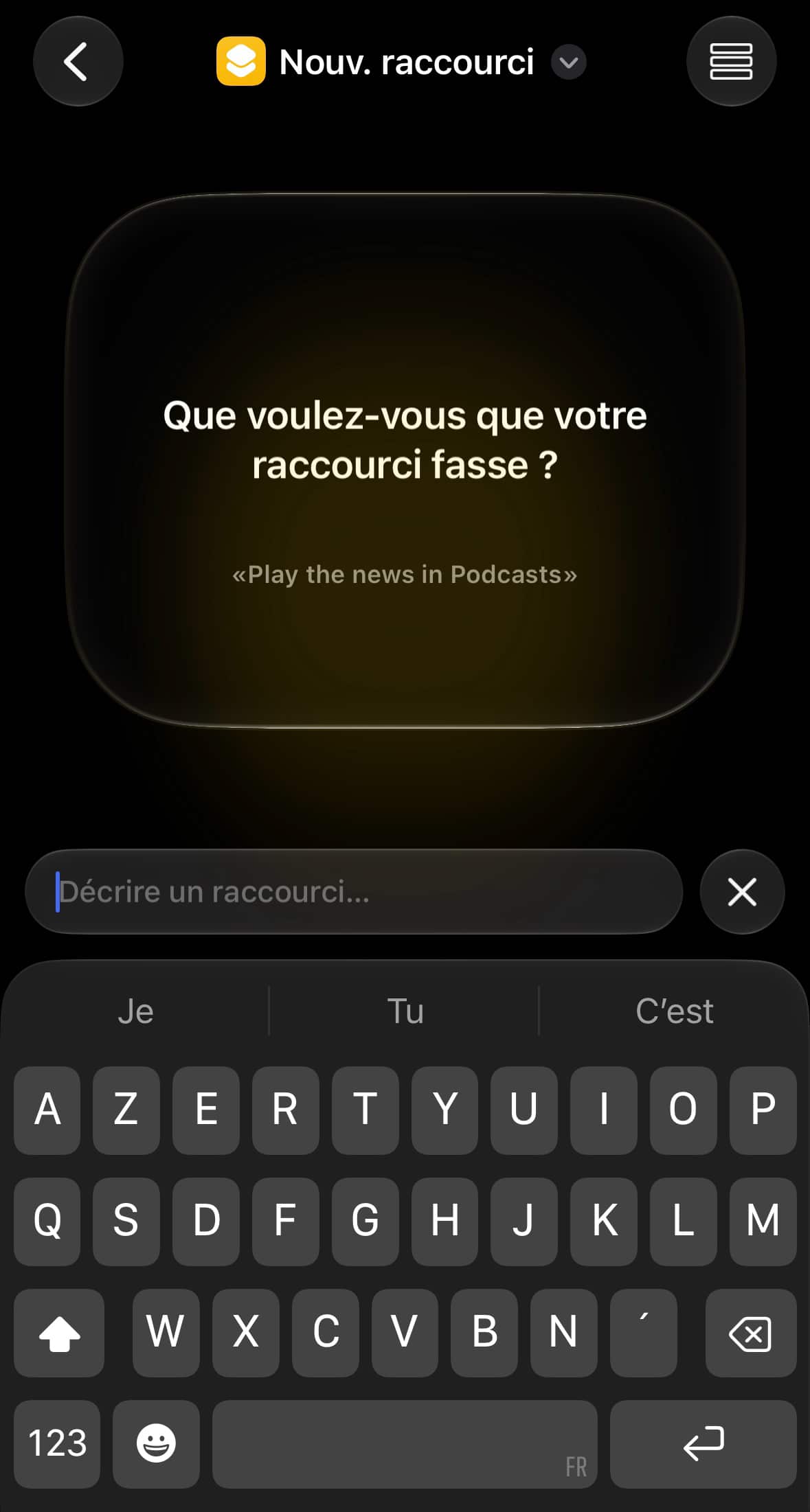 Nouveau raccourci IA