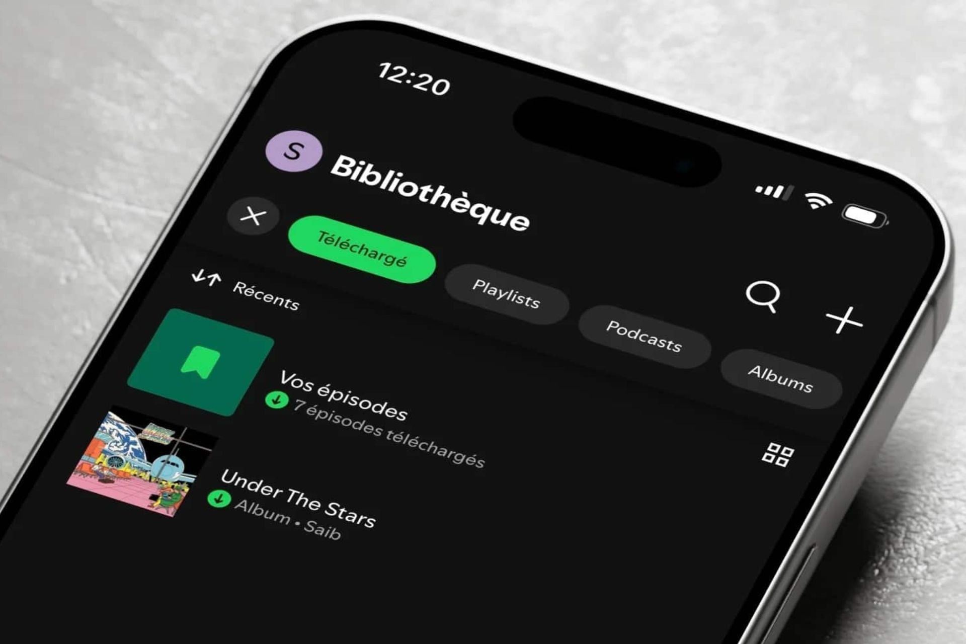 Spotify bibliothèque iPhone