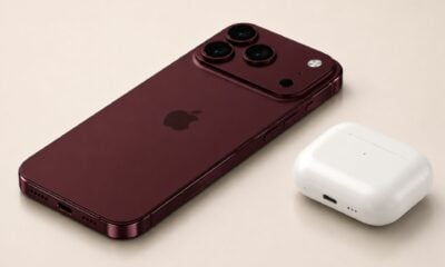 iPhone 18 Pro bordeaux AirPods concept