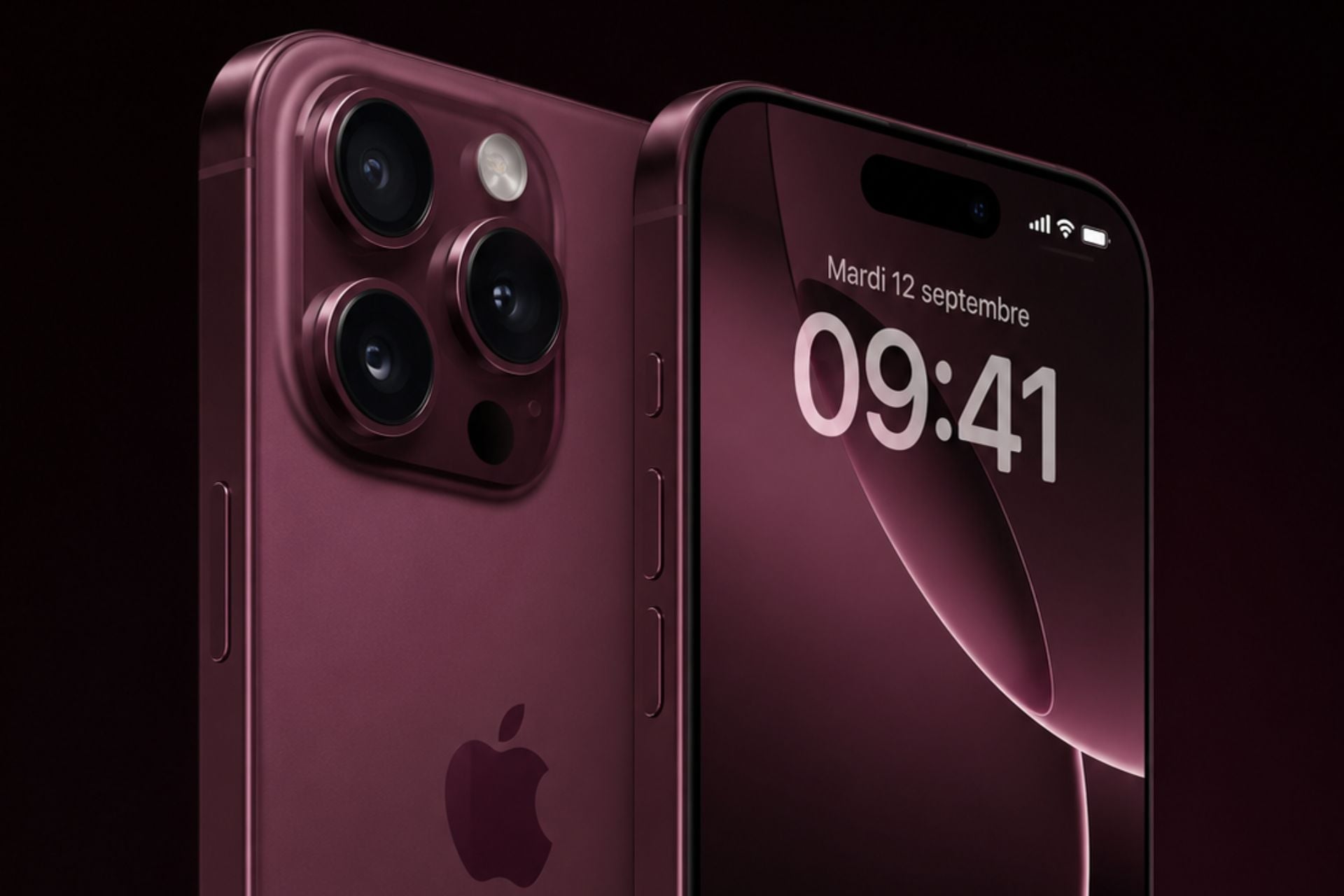 iPhone Pro Bordeaux avant arrière concept