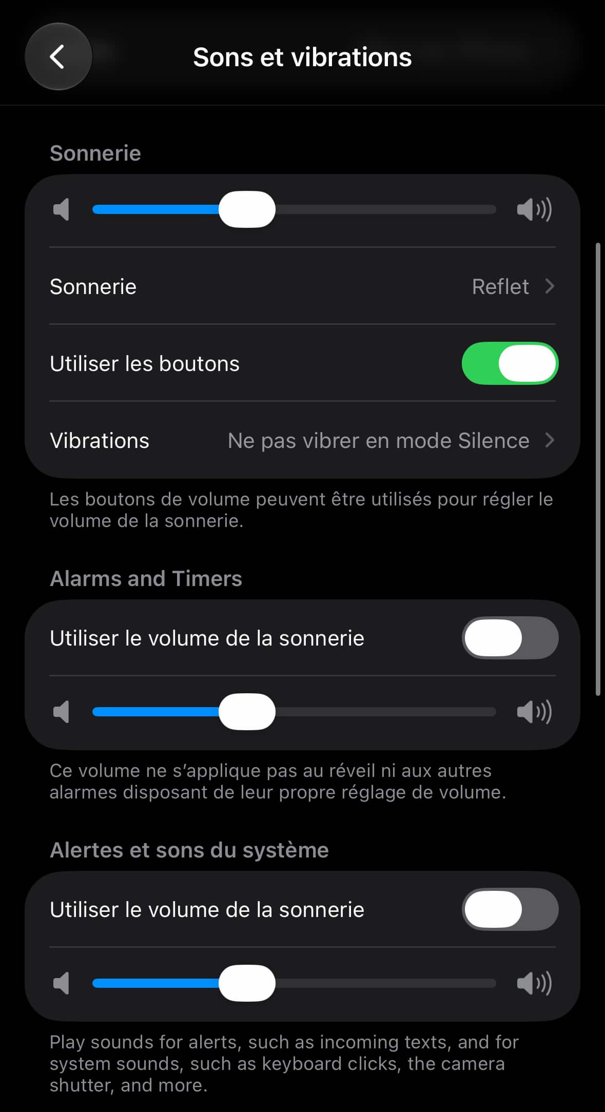 Niveaux sonores