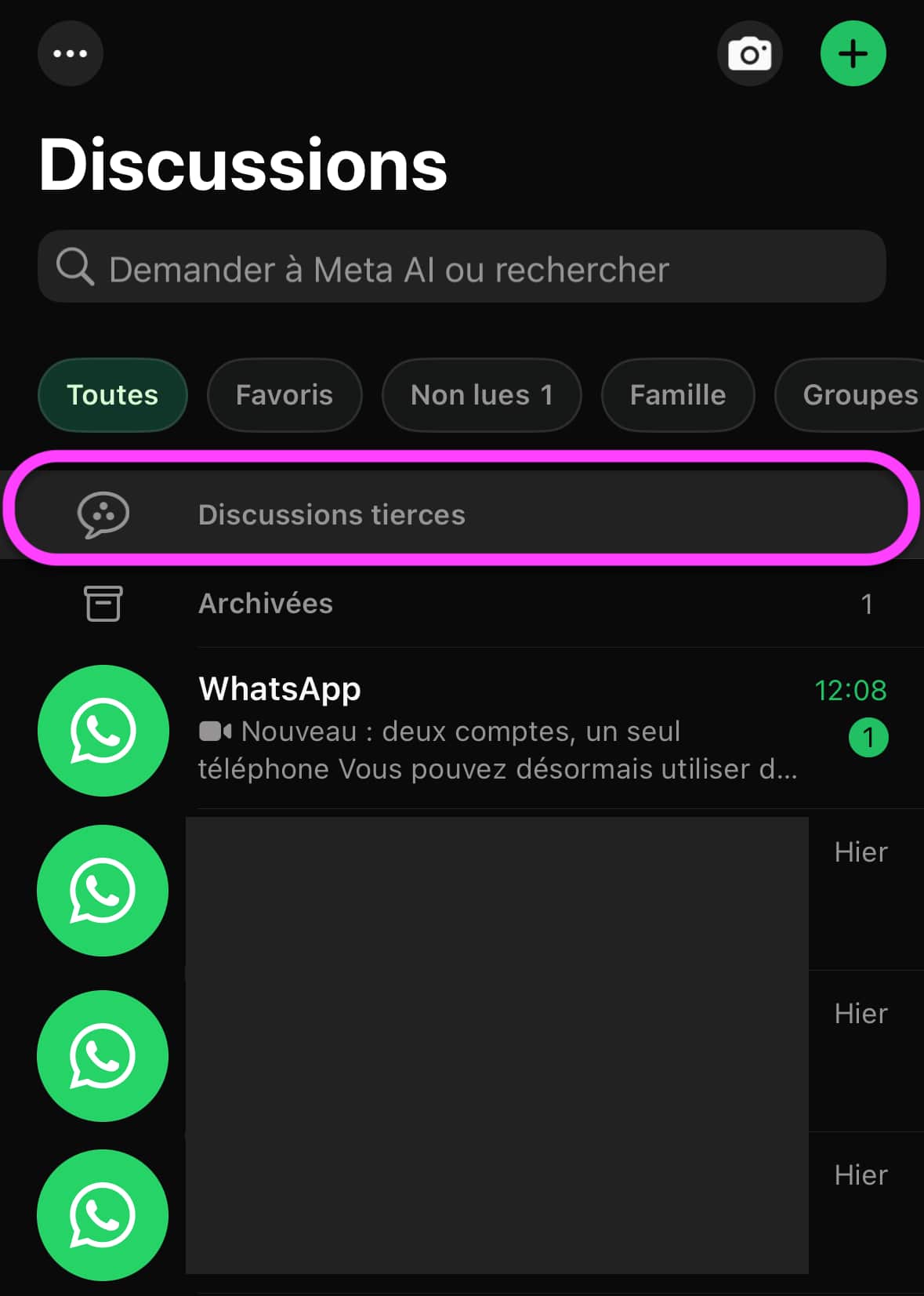 Whatsapp discussions tierces