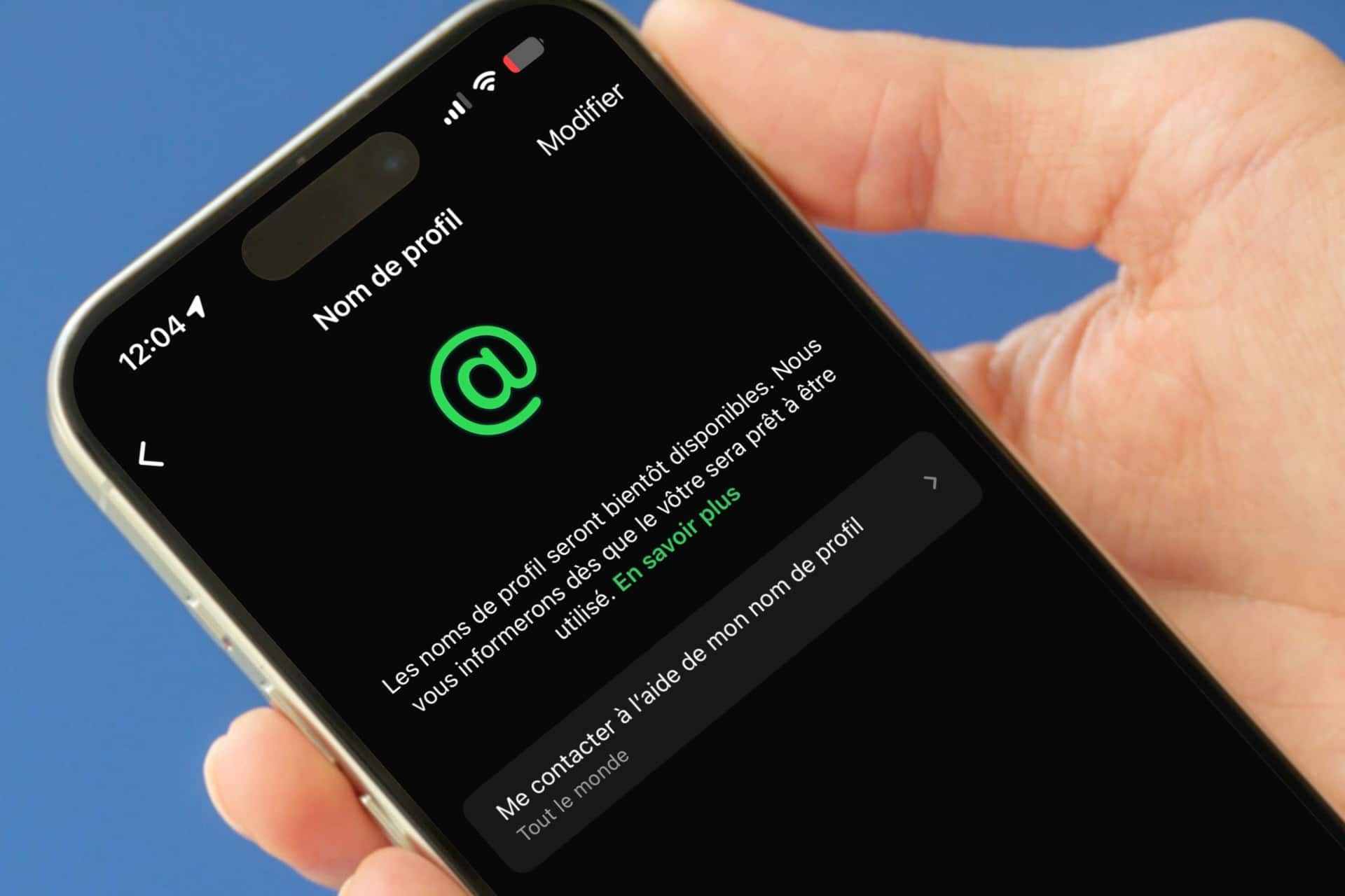 Changer pseudo WhatsApp