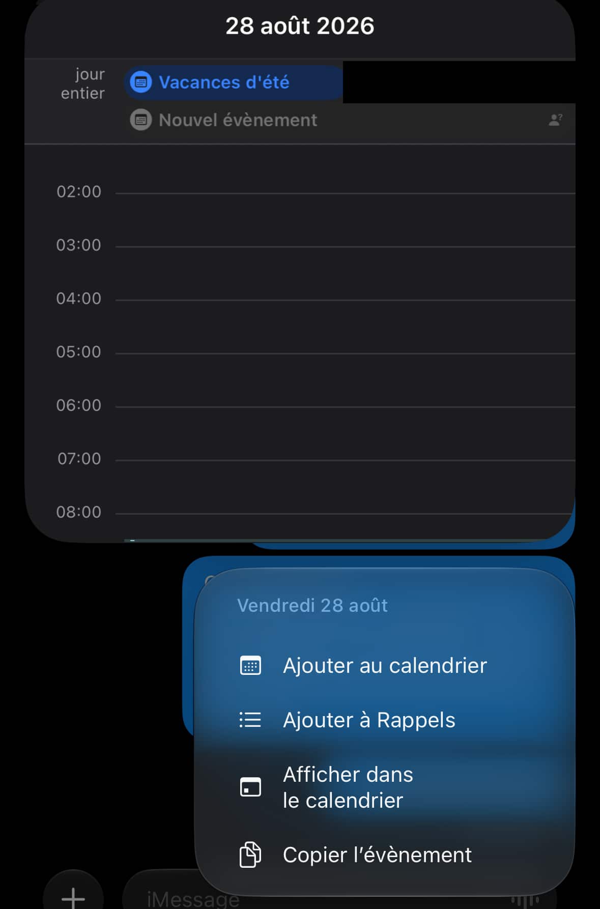 Date dans iMessage iOS 27