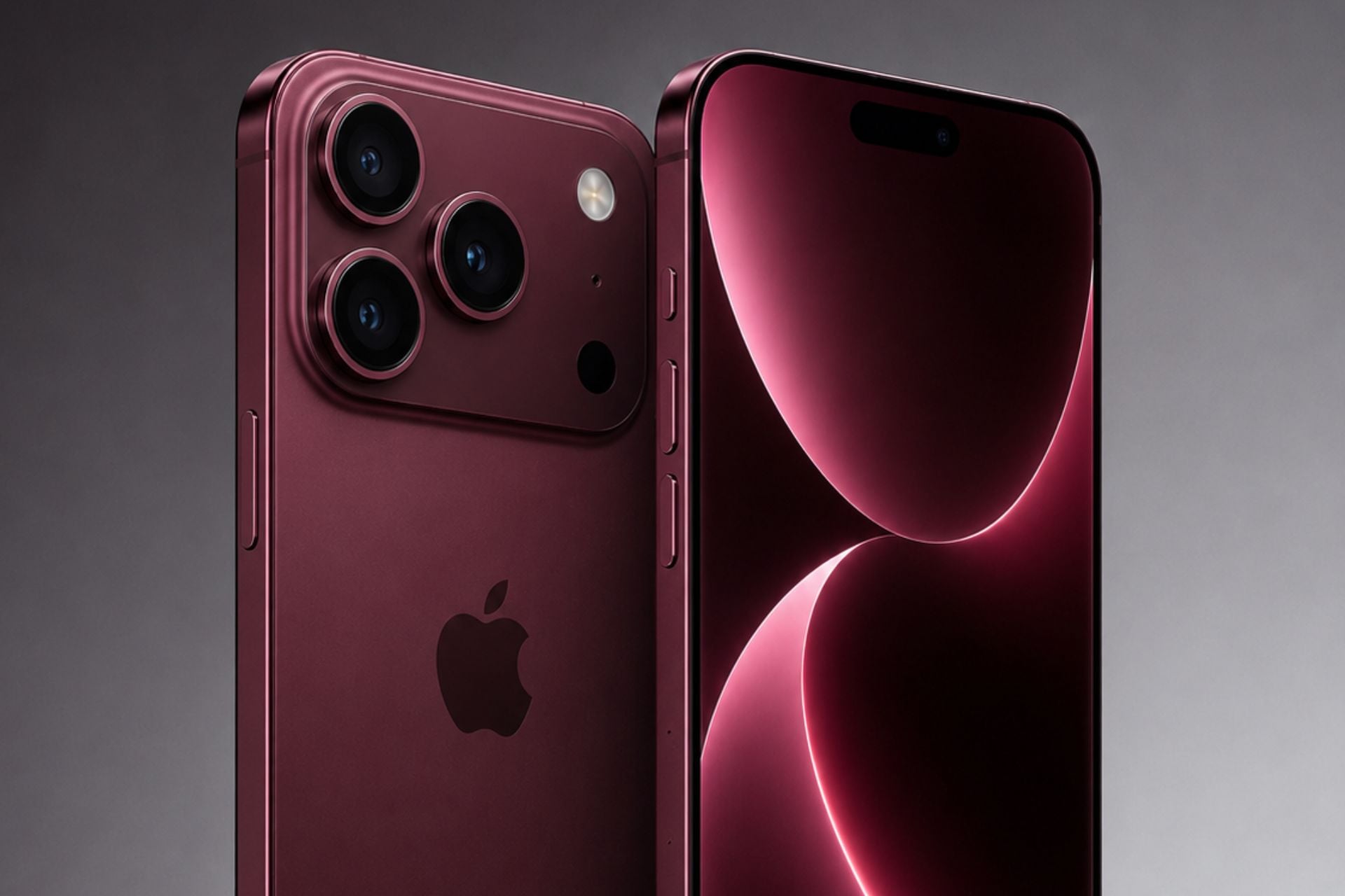 iPhone 18 Pro bordeaux avant arrière concept