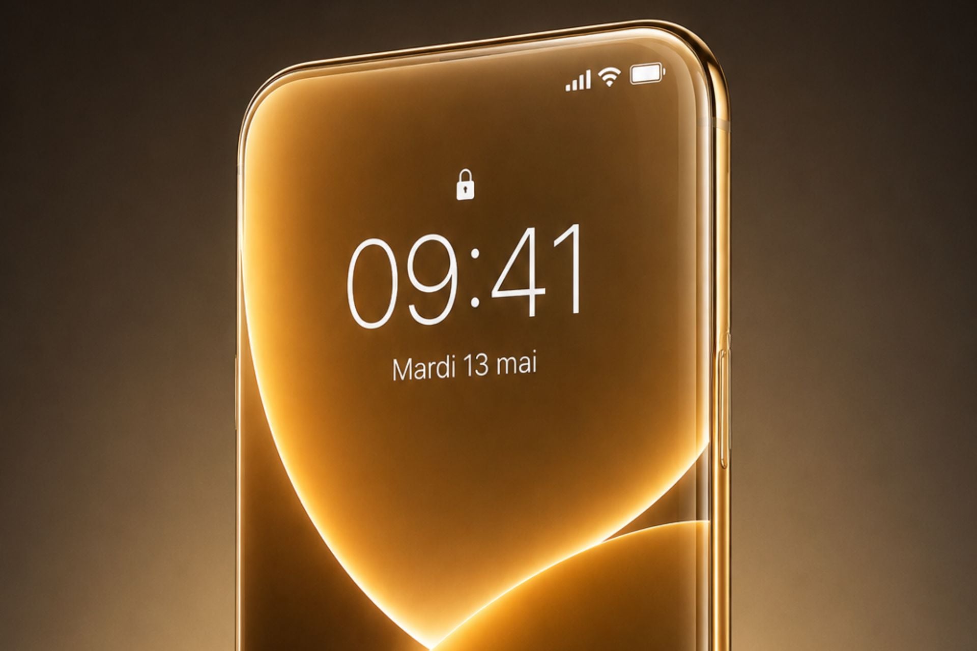 iPhone 20 écran verre concept or