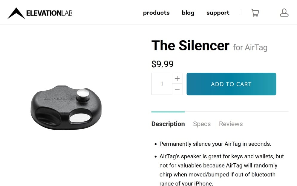 Airtag accessoire silencieux