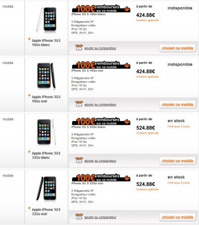 iPhone 3GS chez Orange, aoû 2009 iPhone 3GS chez Orange