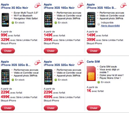 iPhone 3GS chez SFR 25/09, août 2009 iPhone 3GS chez SFR 25/09