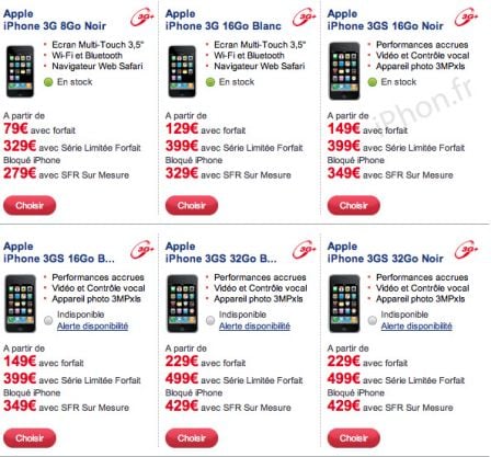 Stock iPhone 3GS SFR