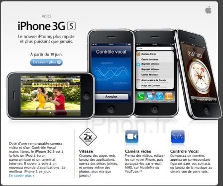 Apple iPhone 3G S, juin 2009 Apple iPhone 3G S