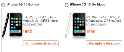 rupture de stock iPhone 16Go, mai 2009 rupture de stock iPhone 16Go